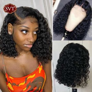 Wigs SVT Brazilian Deep Wave Short Bob Lace Front Wig Human Hair Curly Water Wave Bob Closure Glueless Wigs For Women Preplucked Wig S0