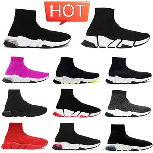 BEST DESIGNER SOCK SHOES Homens Mulheres Graffiti Branco Preto Vermelho Bege Rosa Transparente Sole Lace-up Neon Amarelo Meias Speed Runner Trainers Flat Platform Sneakers Casual 36-4