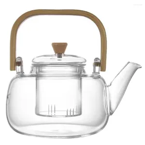 Zestawy naczyń obiadowych Glass Lidded Tea Kettle Transparent Pot Piwowarki Filtrowanie z uchwytem