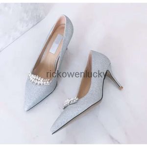 JC Jimmynessity Choo High Crown High Heels Womens Quality Crystal Shoes Bright Sequin Designer Wedding Shoes Party Heatsshoes