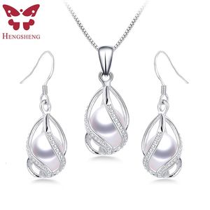 100 set di gioielli con perle d'acqua dolce naturali per le donne Orecchini in argento sterling 925 moda con ciondolo matrimonio con scatola 240116