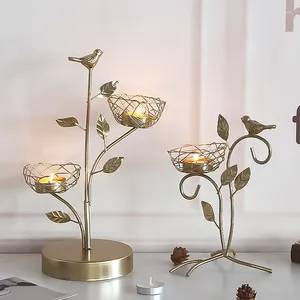 Candle Holders 1Pc Nordic Style Gold Color Birds Holder Stand Creative Metal Candlestick For Home Desktop Ornament Decoration Crafts