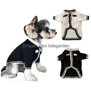 Designerskie ubrania psów marki odzieży Spring płaszcza Mały zapach sweter dla zwierząt do kardigan Schnauzer Bomei Teddy Corgi Pug Dogs Cat Dhswo