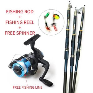 Canne nuovi mulinelli da pesca con esca mulinello da spinning canne da attrezzatura per pesci canna da pesca e mulinello in carbonio frp asta ocean rock esca e linea come regalo163v