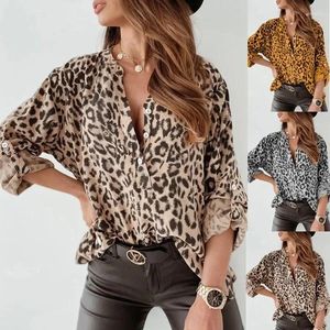 Women's Blouses Autumn Print Temperament Long Sleeve For Woman Leopard Single Breasted Shirt Streetwear Loose Women Tops