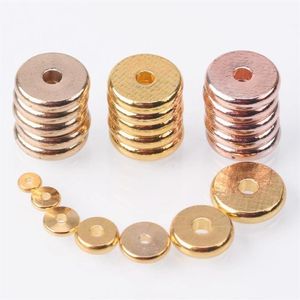 Inne solidne metalowe metalowe złote różowe płaskie okrągłe kształt 4 mm 6 mm 8 mm 10 mm 12 mm 14 mm luźne koraliki dystansowe do produkcji biżuterii207T