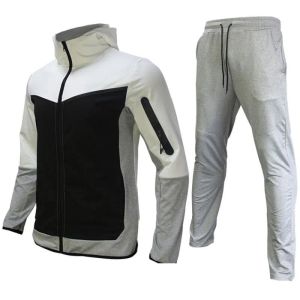 Fleece hoodies färg sporwear full zip pant tracksuit set techs fleeces techfleeces sport pan mens designer jacke rymd bomullsjoggare 722