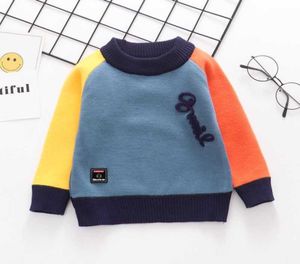 Kids Boys Sweatters Block Sweter Sweter Moda One -długi rękawa Dzieci jesienna odzież wierzchnia Ubranie Dzienniki Y1028732167