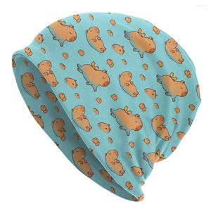 Berets Capybara Swimming Beanie czapka unisex zima ciepła maska ​​femme dzianinowe czapki na zewnątrz narciarstwo urocze czapki zwierząt czapki dla mężczyzn kobiety