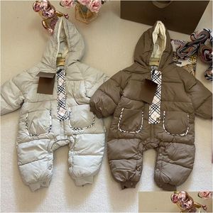 Down Coat Baby Designer Rompers One Piece Jacket Puffer för pojkar och flickor Nyfödda varmt utkläder Barn Drop Delivery Kids Maternity Clo Dhlno