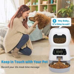 YUEXUAN Designer Automatic Intelligent Pet Feeder Smart Dry Food Dispenser For Timer Stainless Steel Bowl Dog Cat Pet Supplies 3.5L Fixed Point Manual Feeder