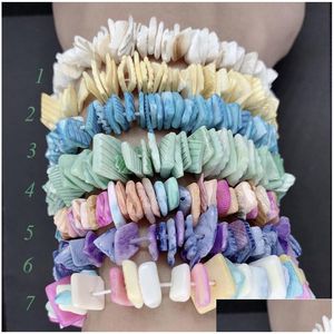 Beaded Women Girl Mticolor Hawaii Puka Shell Elastic Bracelets Strands For Party Travel Beach Fashion Jewelry Accessories Drop Delive Dhaw5
