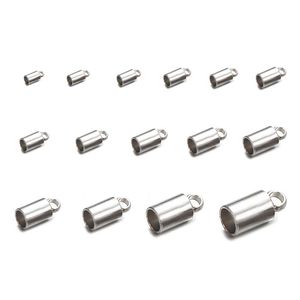 50PCS 15 Sizes Chain Cord Crimp end Beads Stainless Steel Bucket Cord Crimp End Caps Fasteners for Jewelry DIY Making Accessories 268Z