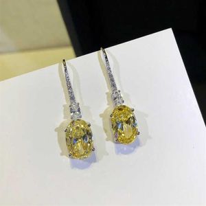 Brands Pure 925 Silver Fashion Jewelery Woman Yellow Stone Earrings Geisha Dream Party High Quality Water Drop Jewelry314M