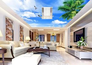 Wallpapers 3 d wallpaper Coconut blue sky and white clouds HD zenith murals 3d photo wallpaper