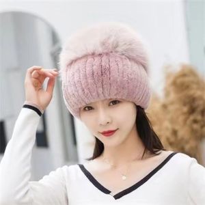 Fashion trend product Rex rabbit plus fox hair hat real rabbit hair real fox ear cap thickened to keep warm 231229