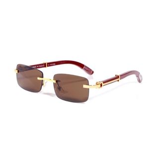 Brand Sunglass Designer Sunglasses Woman Mens Carti Buffalo Horns Sun glasses Square Semi Rimless Metal Wooden Luxury Beach UV400