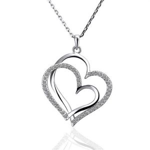 gift White Gold White crystal jewelry Necklace for women DGN498 Heart 18K gold gem Pendant Necklaces with chains3403