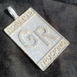 Hiphop Rechteck Buchstabe Sterling Silber Bling Full Iced Out Moissanit Custom Anhänger