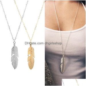 Hänghalsband Vintage Feather Personaled Tassel Halsband Kvinnor Dekorativa ornament Drop Leverans smycken Pendants DHRLC