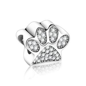 Silver 925 Sterling Sier Toy Dog Print Bear Paw Zircon Stone Beads Fit Original Charm Bracelet For Making Berloque Diy9272913 Drop D Dh0Wt