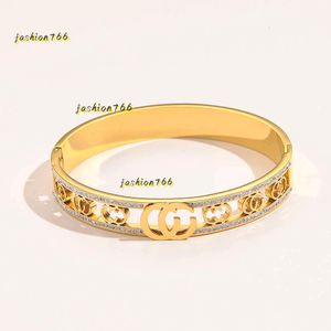 Wholesale Classic Bracelets Women Bangle Designer Bracelet Crystal Gold Plated Stainless Steel Wedding Lovers Gift Jewelry