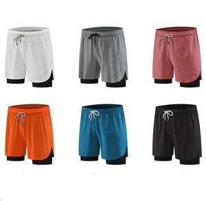 2024 Lu Lu Shorts de corrida masculino 2 em 1 Shorts masculinos Conjunto de ioga para corrida esportiva Solta Shorts treinador Roupas esportivas Fitness Sports Adulto Roupas de fitness elásticas e respiráveis