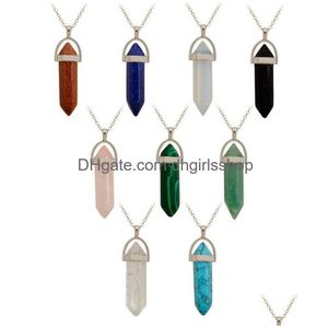 Ожерелья с подвесками из натурального хрусталя, ожерелье, модное шестиугольное цилиндрическое драгоценное стекло, украшение для вечеринки, ювелирные изделия, подарки, пояс Dhfjc