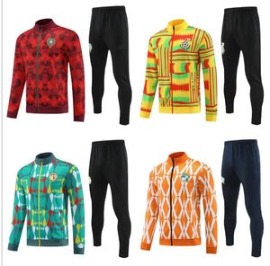 2023 24 Men Soccer Tracksuits Marocko Senegal Survetement Jacket 23 24 Egypt Ghana Cote d'Ivoire Fotball Training Suit Veste Maillot de Tracksuit Football Jogging