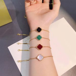 Elegant Bracelet Bangle Chain Wedding Bracelets Women Mini One Clover Stone Design Jewelry291i