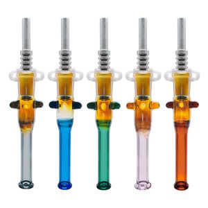 Raccoglitore di nettare con punte al quarzo/acciaio inossidabile da 14 mm Dab Rigs Accessorio per fumo Tubi per fumatori Tubi in vetro