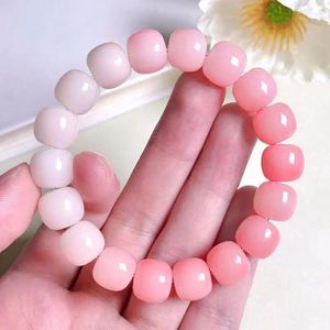 Charm Bracelets Bodhi Bracelet Female Transparent Gradient Pink Beads Hand Rings Imitation White Jade Plate Bead Jewelry Gift