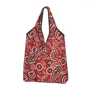 Shopping Bags Paisley Pattern Foldable Grocery Eco Large Capacity Vintage Recycling Washable Handbag