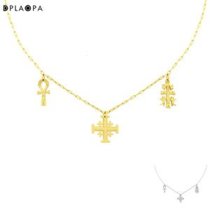 Dplaopa 925 prata esterlina banhado a ouro prata colar sagrado corrente longa jóias de luxo especial jóias de cristal de casamento 231229