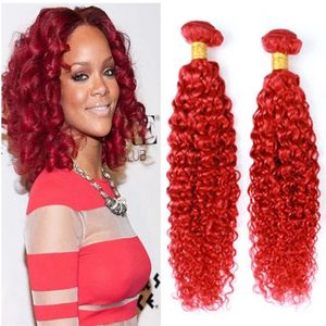 Extensions Kinky Curly Red Hair Wefts Peruvian Brazilian Virgin Human Hair Bundles Red Kinky Curly Hair Extensions 3pcs/lot