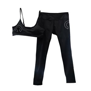 Mulheres marca yoga outfit clássico impressão estilingue sutiã esportivo cintura alta leggings apertados summr sem mangas colheita topos casuais calças de duas peças