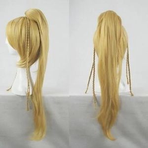 Peruki w 100% zupełnie nowe wysokiej jakości modne obraz Pełny koronkowy Wigshot! Final Fantasy Rikku Cosplay Wig Blonde Long Coser Tail Party Cost