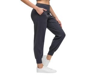 136 Yüksek Bel Koşma Pisti Pantolon Kadın Swearpants Egzersiz Konik Joggers Pantolon Yoga Lounge Spor Salonu Pocket ile 8759764