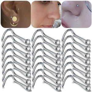 100 PCS / LOTE 20G 18G Piercings de Narina Cristal Piercing Nariz Stud Percing Nez Anéis de Nariz de Aço Inoxidável Piercing Nariz Jewelry200S