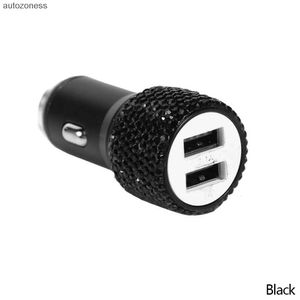 Universal Bling USB Car Charger 5V 2.1A Port Fast Adapter 4 Colors Decoration Decoration Carn