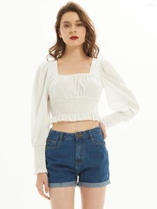 Women's Tanks Women Top Sexy Blouse Off Shoulder Long Sleeve Club Party White Shirt Puff Ruffle Tunic Crop Summer Tube