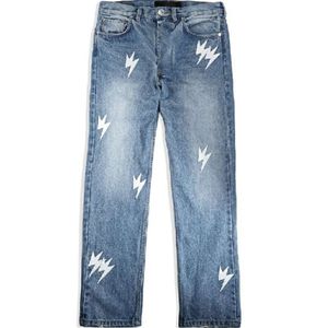 High street loose-fitting straight wash fashion brand pants Lightning pants