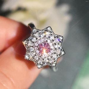 Küme Yüzükleri 925 STERLING Gümüş Origin Zirkon Kübik Taş Kadınlar için Fine Anillos De Nişan Mücevher Anel Kadınlar