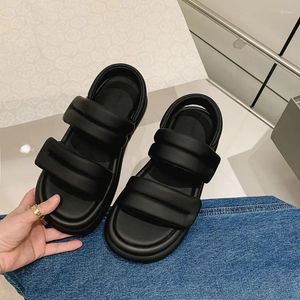 s Sandals platforma miękka podeszwa mikrofibry światło płaskie punk goth rome kobiety rybackie buty grube hak pętla o 474 Sandal Flat Fiherman But Cloure