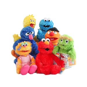 Bonecas de pelúcia P Sesame Street Mão Fantoche Boneca Elmo Monstro Grande Pássaro Oscar Zoe Stuffed Animal Crianças Educacional Cosplay Adereços Presente Drop D DHSV2