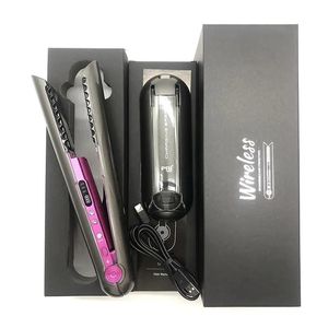 Straighteners Hair Straighteners Mini 2 IN 1 RollerFlat Iron USB 4800mah Wireless Straightener with Charging Base Portable Cordless Curler Dry a