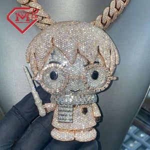 VVS Hip Hop Sterling Sier Sier Custom Out Out Cartoon Moissanite wisiorek