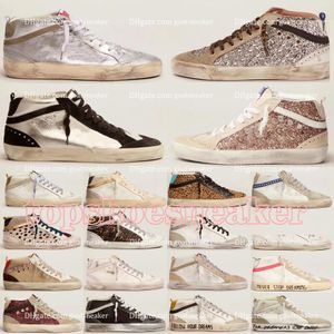 Nowe top Golden Midd Slide Star Sneakers Casual Shoe Good Dupe Do Old Dirty Buty Mens Womens Nowy projektant Sneaker Włoch Buty marki