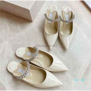 JC Jimmynessity Choo High Sandals Quality Shoes Designer Slippers Womens Luxury Mules Bing Flat Crystal Arch Strap Patent Leather Diamond Chain High Heeled Semi Dra