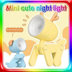 Gece Işıkları Kawaii Dekor Led Işık Mini Pet Ins Öğrenci Hediye Karikatür Katlanır Küçük Masa Lambası Kulak estetik Oda